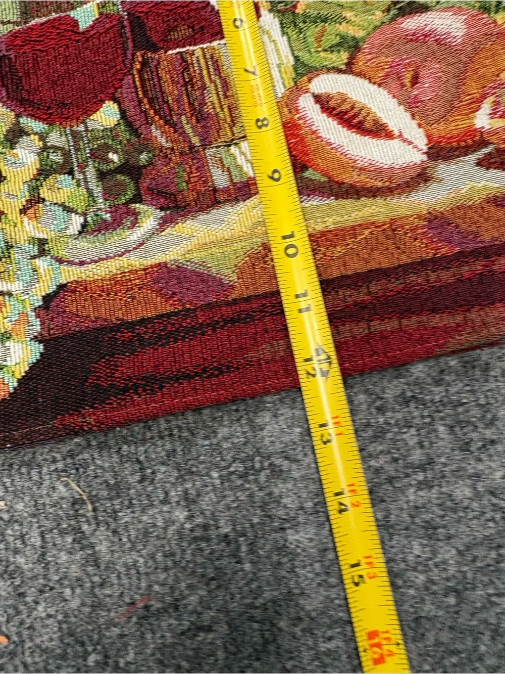Wine & Fruit Tapestry Table Runner Italian Vineyard Scene 66 inches